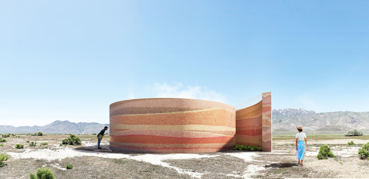 a circular pavilion in the desert